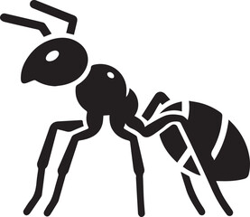 Ant black and white vector illustration