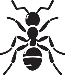 Ant black and white vector illustration