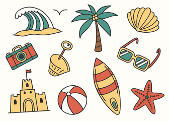 set of beach icons