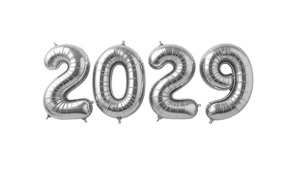 2029 silver balloon text png