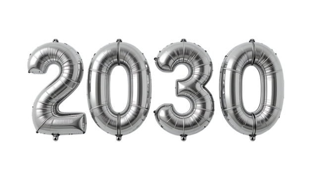 Silver balloon text 2030