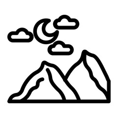 cloudy mountain weather at night line icon