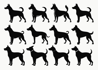 set of dogs silhouettes