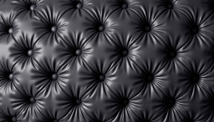 Fototapeta premium Luxurious black padded fabric design with diamond stitching, elegance