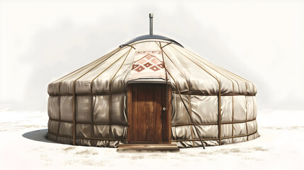 Traditional Yurt Vector Illustration: Depicting Nomadic Heritage and Structural Simplicity