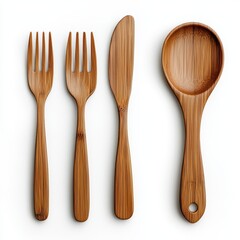 Sustainable bamboo utensil set eco-friendly kitchen product photography with minimalist design