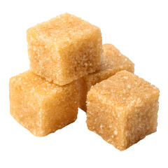 Golden Brown Sugar Cubes Texture, Image, Uses isolated on white background