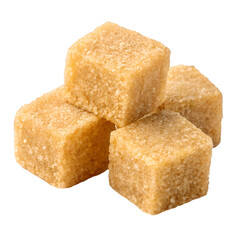 Golden Brown Sugar Cubes Texture, Image, Uses isolated on white background