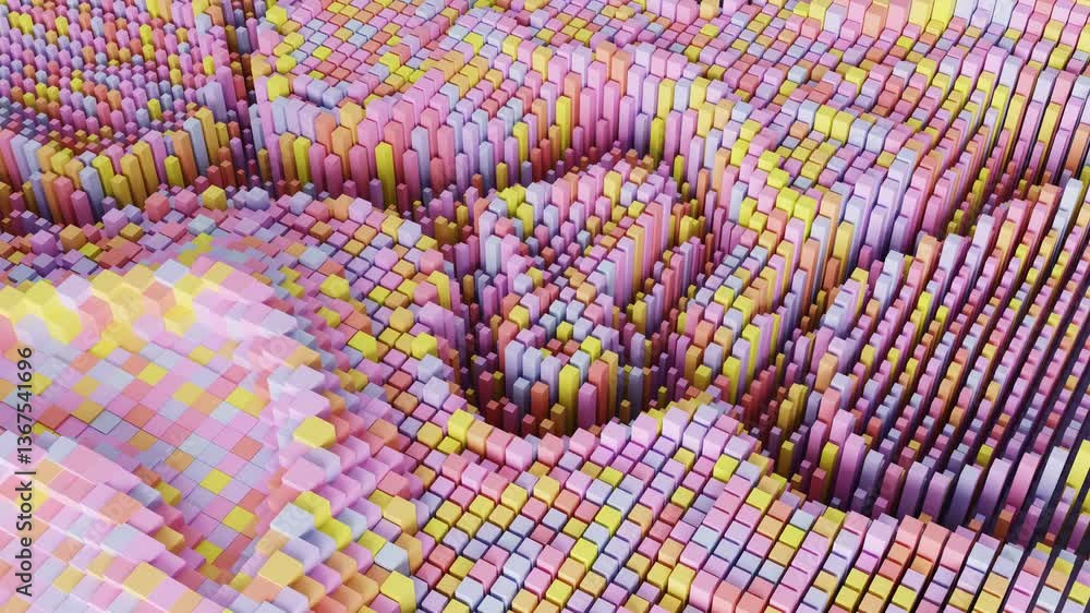 Poster 3d rendering background animation with colorful abstract moving cube