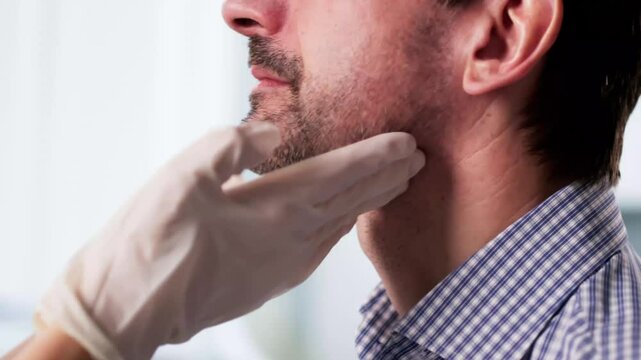 Doctor Performing Physical Exam Palpation