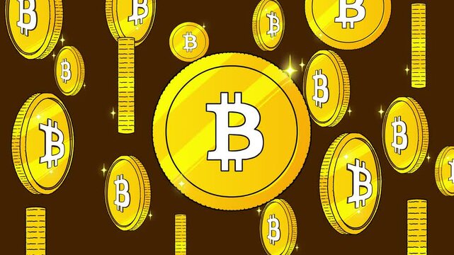 Bitcoin Gold Coin Rotating And Sparkling