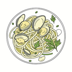 spaghetti-alle-vongole-clams vector artwork