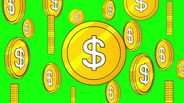 Dollar Gold Coin Rotating Isolated