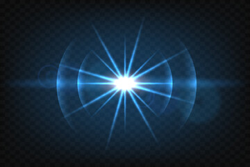 Light glare effect with vector sonlight. Lance refraction effect. On transparent background.