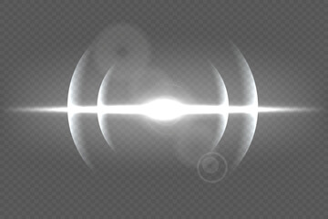 Light glare effect with vector sonlight. Lance refraction effect. On transparent background.
