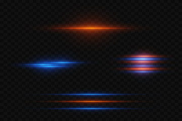 Neon lines isolated on transparent background. Speed ​​of light. Vector. EPS 10.