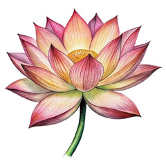 Title: Serene lotus flower floating on water with delicate pink and white petals  
