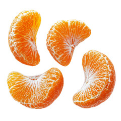 tangerine segments isolated on white background.