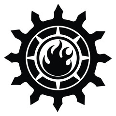 vector of a mechanical gear with flames art