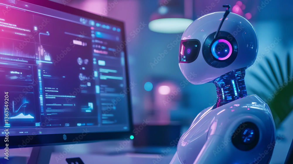 Poster isometric artificial intelligence. chatbot and future marketing. ai and business iot concept. dialog