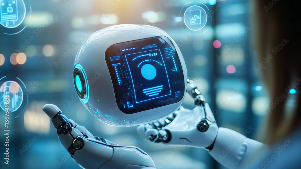 Poster isometric artificial intelligence. chatbot and future marketing. ai and business iot concept. dialog