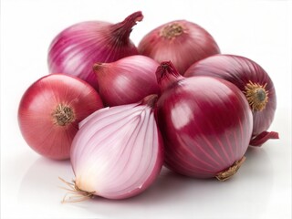 Clean and Close-up of Fresh Red Onions and Slices