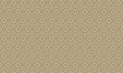 Abstract simple geometric vector seamless pattern with gold line texture on brown background. Light modern simple wallpaper, bright tile backdrop, monochrome graphic element