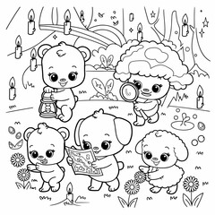 kdp cover, cover, book cover, cartoon illustration, cute coloring book cover, cute kids illustration, cartoon cover, kawaii coloring, easy and bold, kawaii cover, cozy, cozy cover, fuzzy, hygge, color