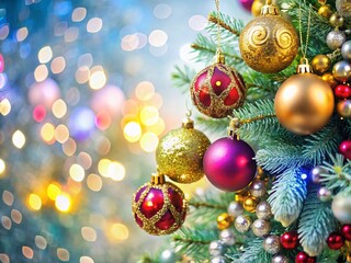 Elegant Sparkling Christmas Tree Macro Photography - Festive Holiday Decoration