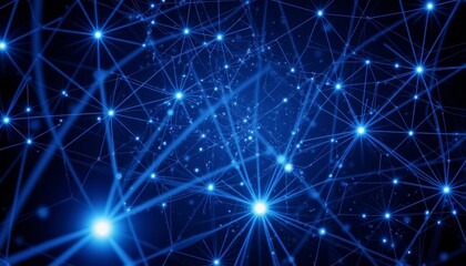 Neural network connections glowing in deep blue, artificial intelligence