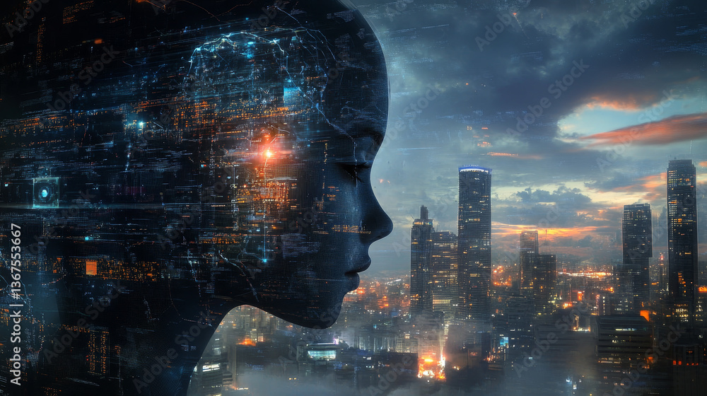 Poster abstract artificial intelligence. technology web background. virtual concept
