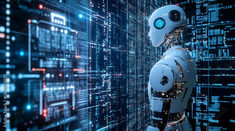 Poster artificial intelligence. technology web background. virtual concept