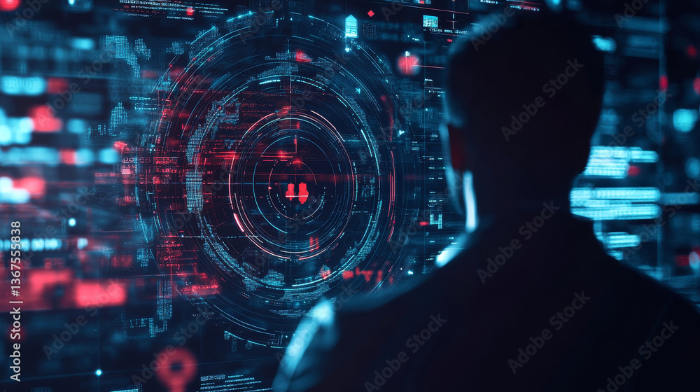Poster cyber security and information or network protection. future cyber technology web services for busin