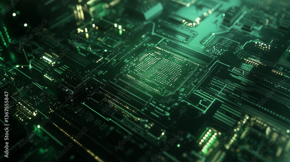 Poster circuit board vector background. electronic computer hardware technology. motherboard