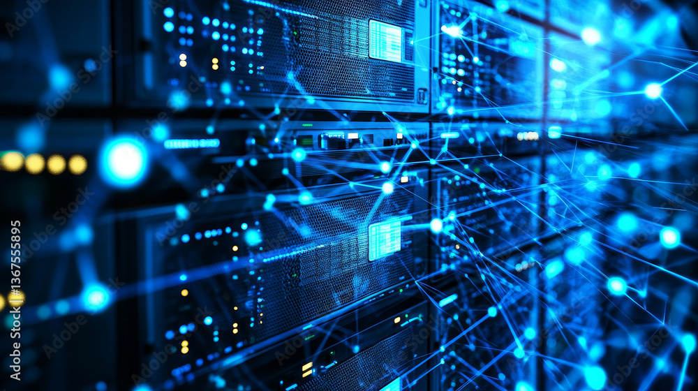 Poster cyber security and information or network protection. future cyber technology web services for busin
