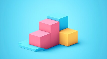 Obraz premium Geometric 3D isometric podium with bright colors and space for text