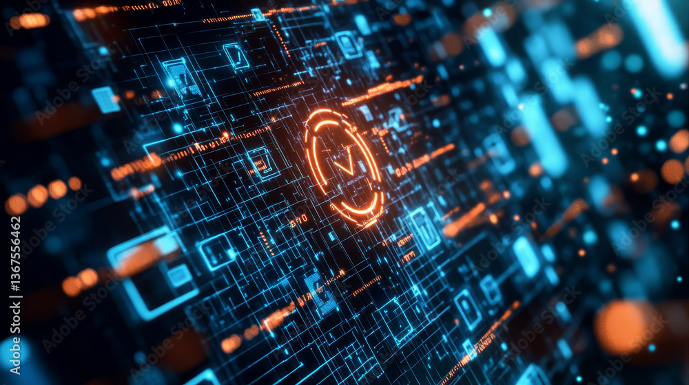 Poster cyber security and information or network protection. future cyber technology web services for busin