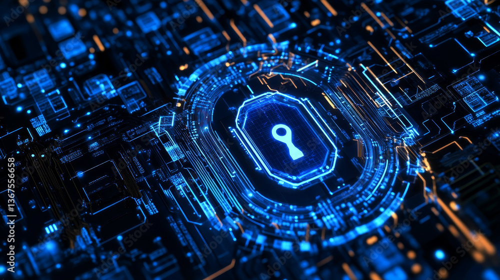 Poster cyber security and information or network protection. future technology web services for business an