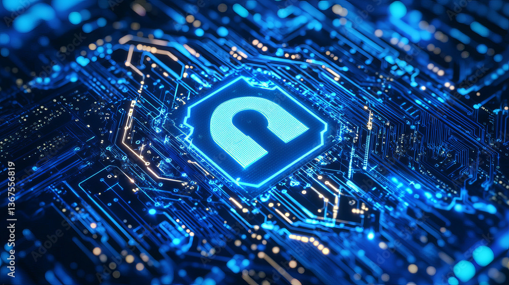 Poster cyber security and information or network protection. future cyber technology web services for busin