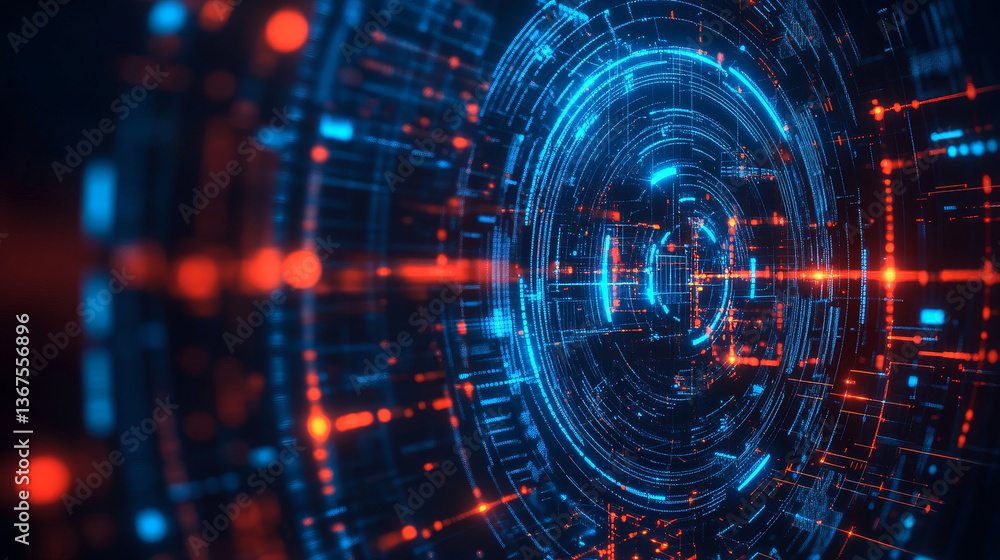Poster cyber security and information or network protection. future cyber technology web services for busin