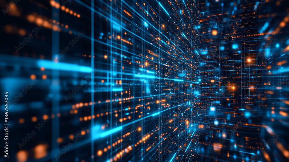 Poster cyber security and information or network protection. future cyber technology web services for busin