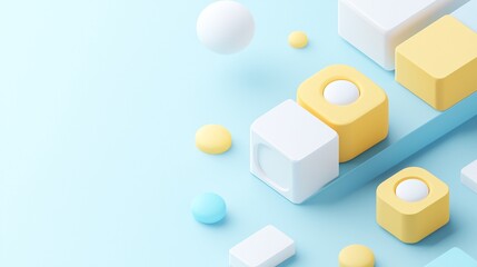 A modern 3D isometric product display with space for text on a sleek background
