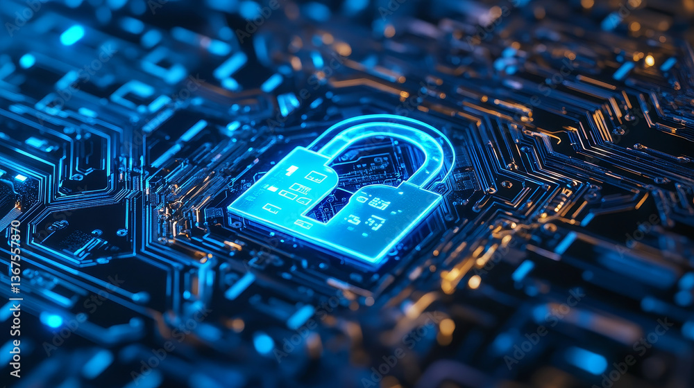 Poster cybersecurity and information or network protection. future cyber technology web services for busine