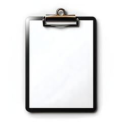 Clipboard with blank paper on white background is waiting for ideas