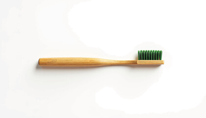 Eco-friendly bamboo toothbrush on white background, sustainable living