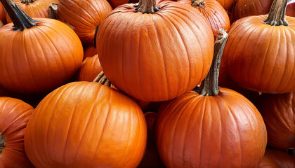 A pile of premium quality pumpkins neatly arranged