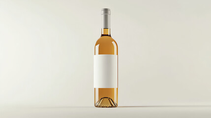 White wine bottle with a blank label on a white background, luxury mockup.