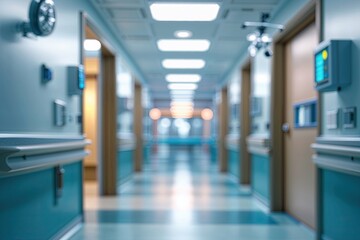 Fototapeta premium Hospital Corridor with Blurred Lighting and Professional Atmosphere