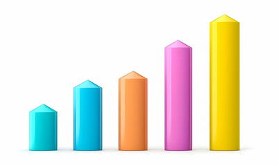Colorful 3D Graph with Rising Bars Representing Growth and Progress
