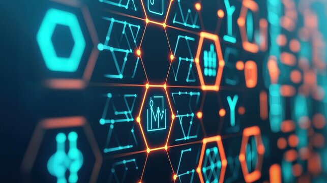 hydrogen storage economy concept. Futuristic digital interface with glowing hexagonal patterns. - Powered by Adobe